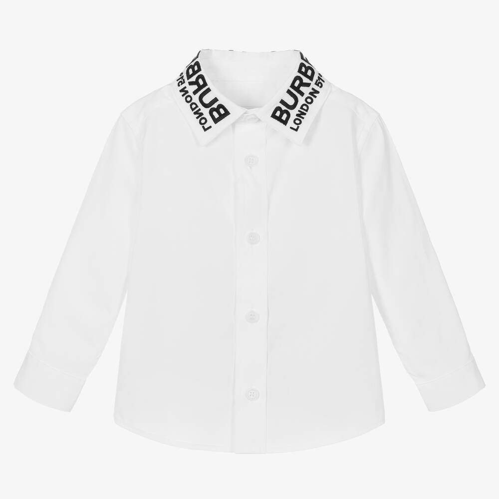 Burberry - Baby Boys White Cotton Shirt | Childrensalon