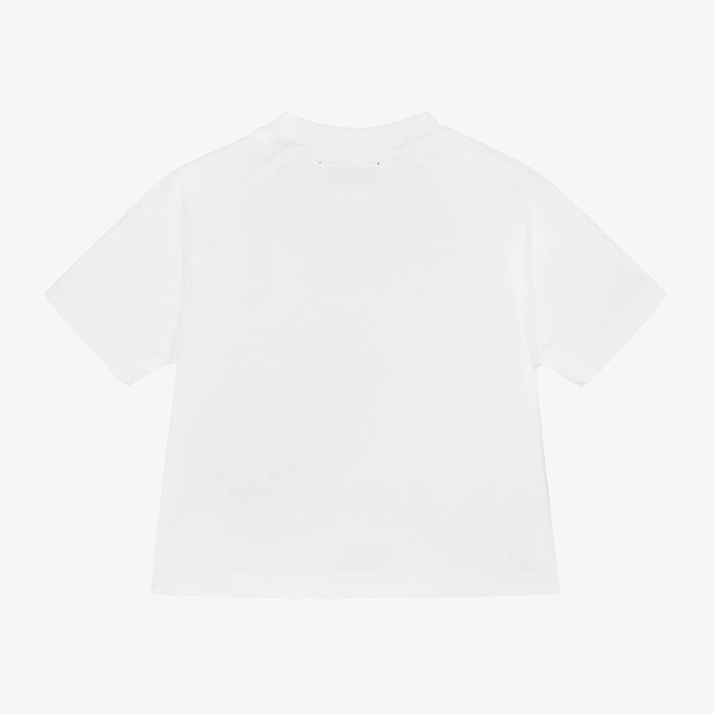 Burberry - Baby Boys White EKD Cotton T-Shirt | Childrensalon