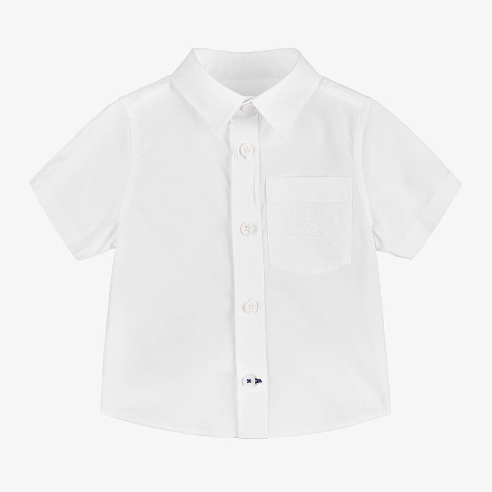 Burberry - Baby Boys White Organic Cotton EKD Shirt | Childrensalon