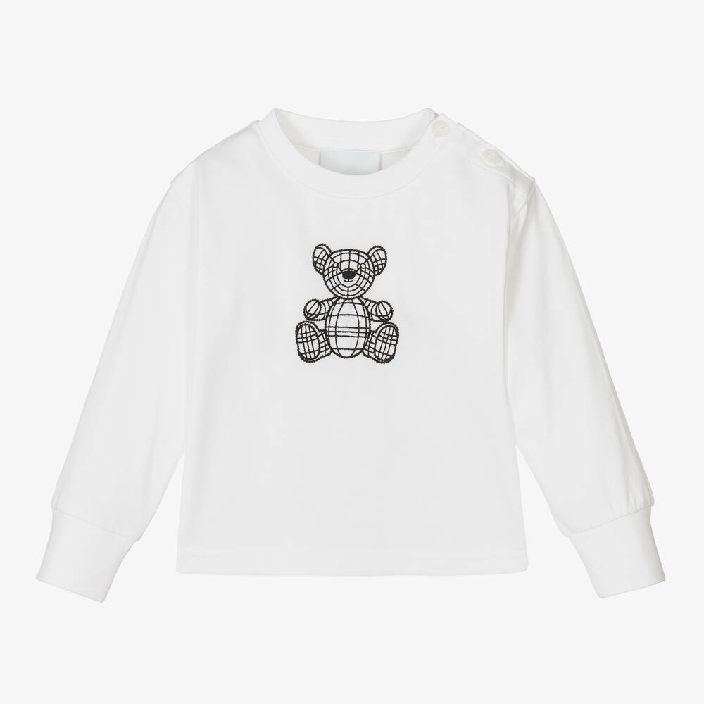 Burberry - Weißes Thomas Bear Baby-Oberteil | Childrensalon