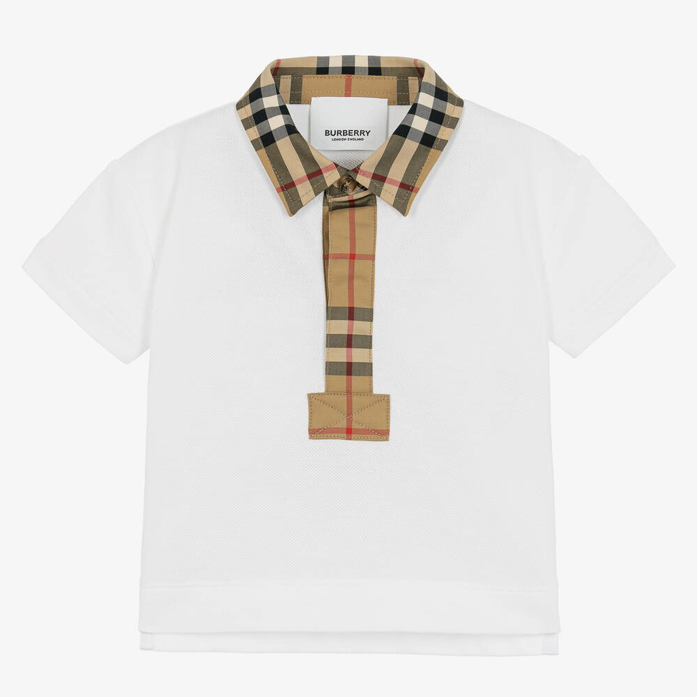 Burberry - Weißes Vintage Check Baby-Poloshirt | Childrensalon