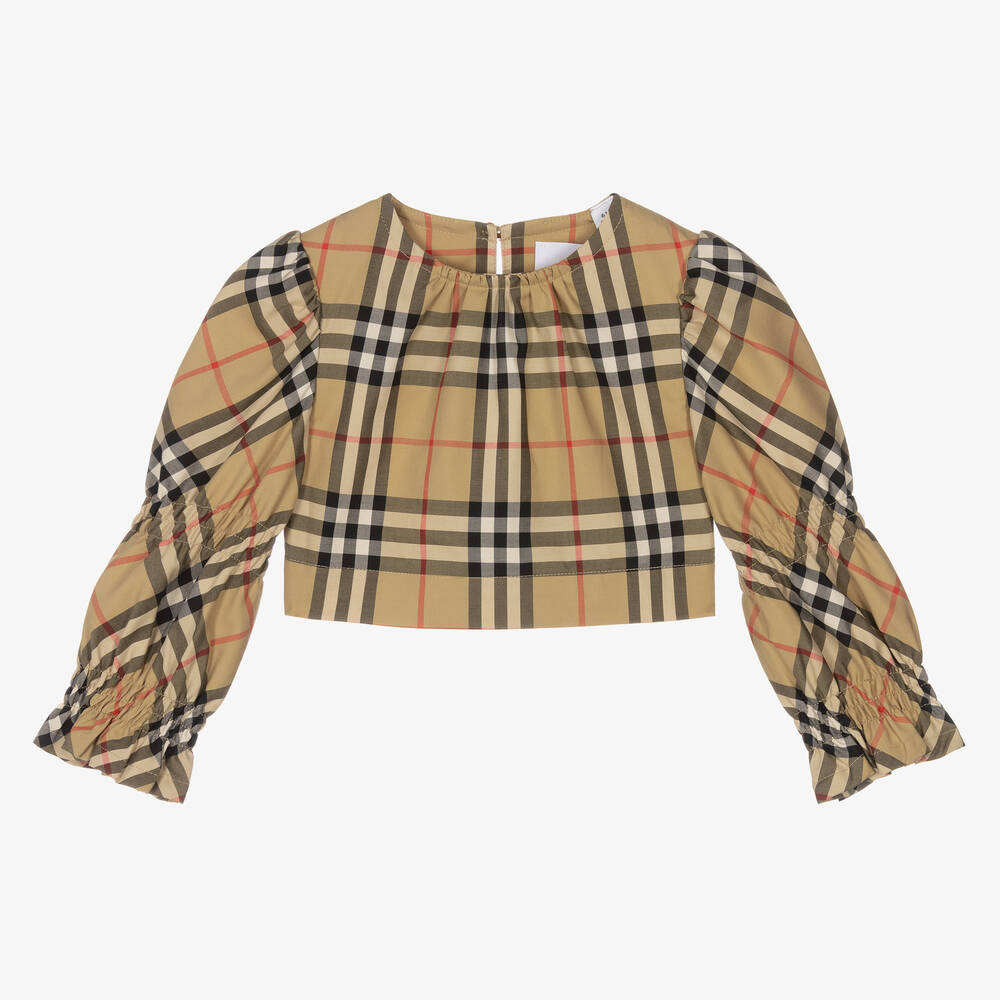 Burberry Baby Girls Beige Check Blouse