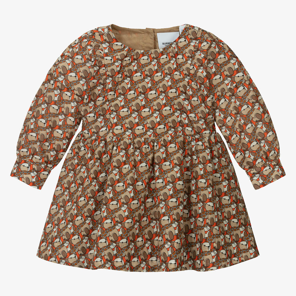 Burberry - Baby Girls Beige Cotton & Silk Dress | Childrensalon