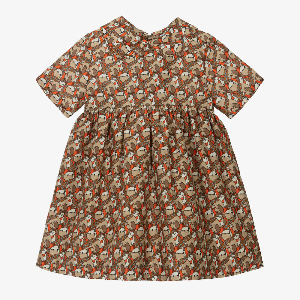 Burberry - Baby Girls Beige Cotton & Silk Dress | Childrensalon