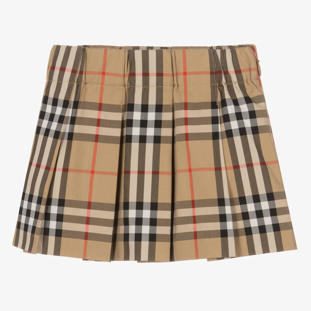 Burberry - Baby Girls Beige Vintage Check Pleated Skirt | Childrensalon
