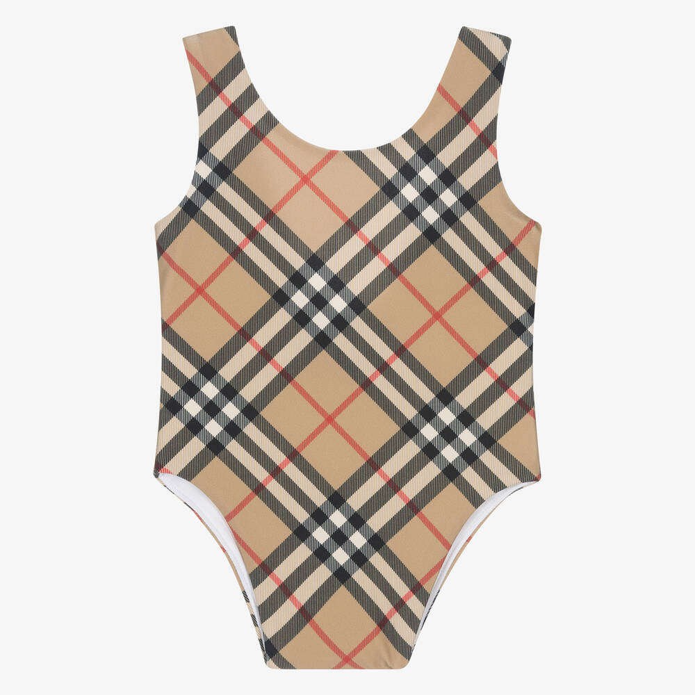 Burberry Baby Girls Beige Vintage Check Swimsuit