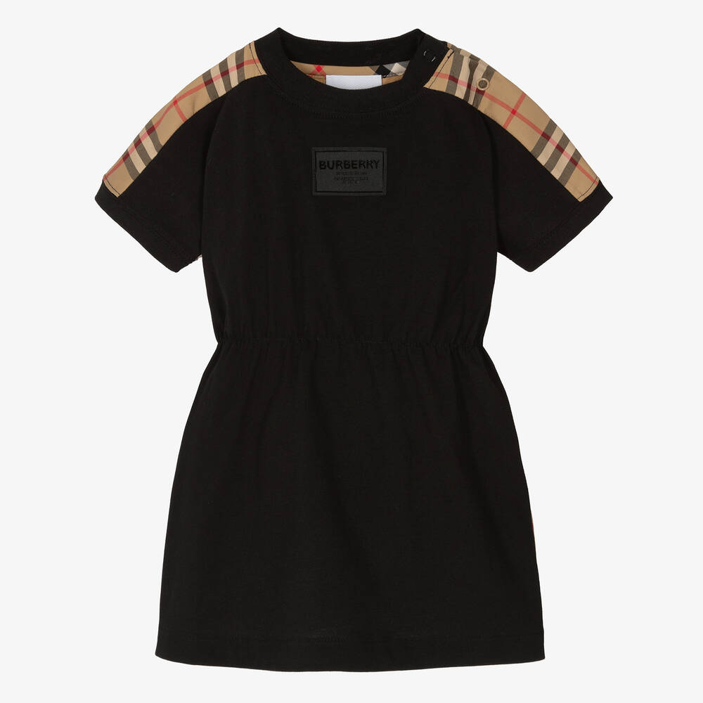 Burberry - فستان بطبعة كاروهات الفينتاج قطن لون أسود | Childrensalon