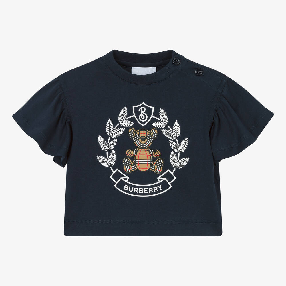 Burberry - Blaues Baumwoll-T-Shirt mit Wappen | Childrensalon