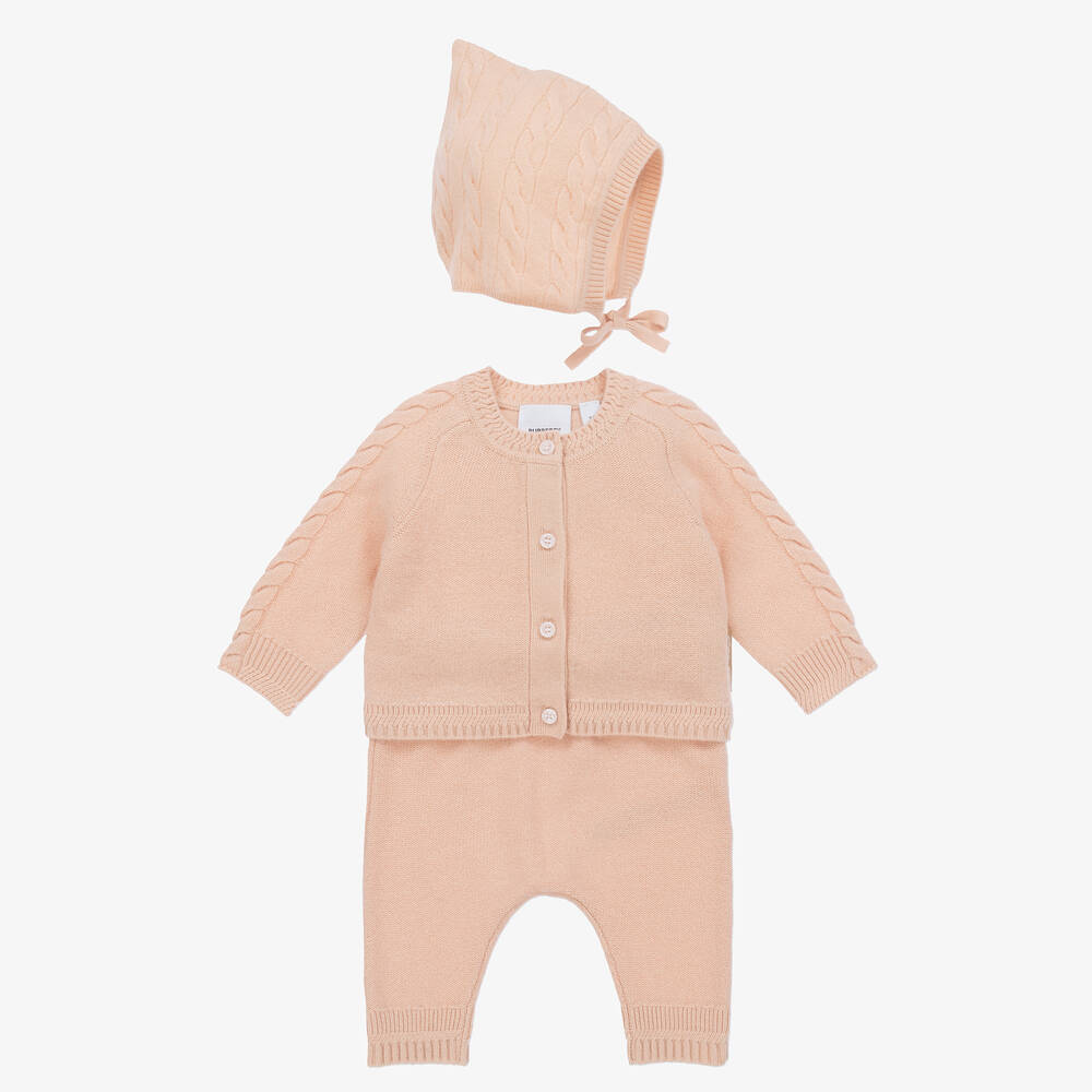Burberry - Baby Girls Pink Cashmere Trouser Set | Childrensalon