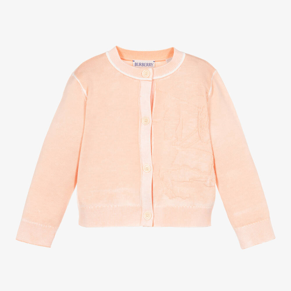 Burberry - Baby Girls Pink Cotton Cardigan | Childrensalon