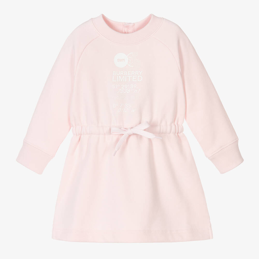 Burberry - Розовое хлопковое платье для малышек | Childrensalon
