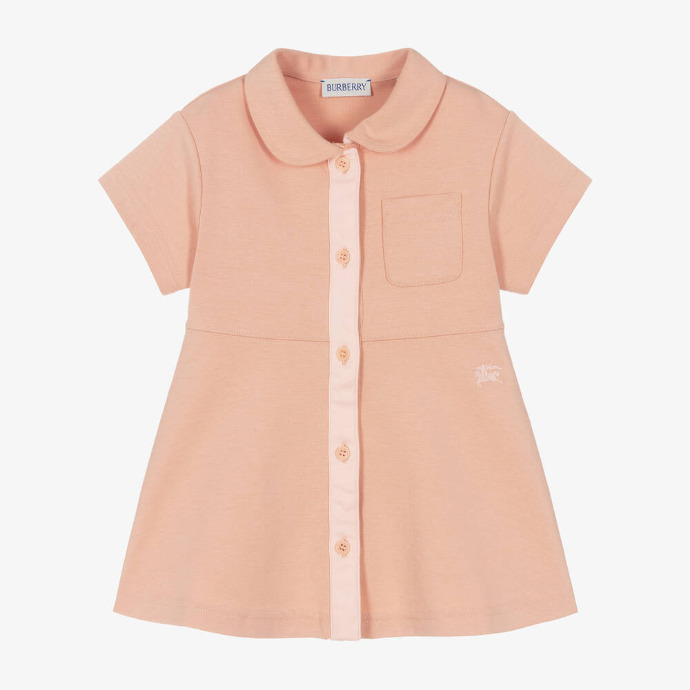 Burberry - Розовое платье из хлопкового джерси для малышек | Childrensalon