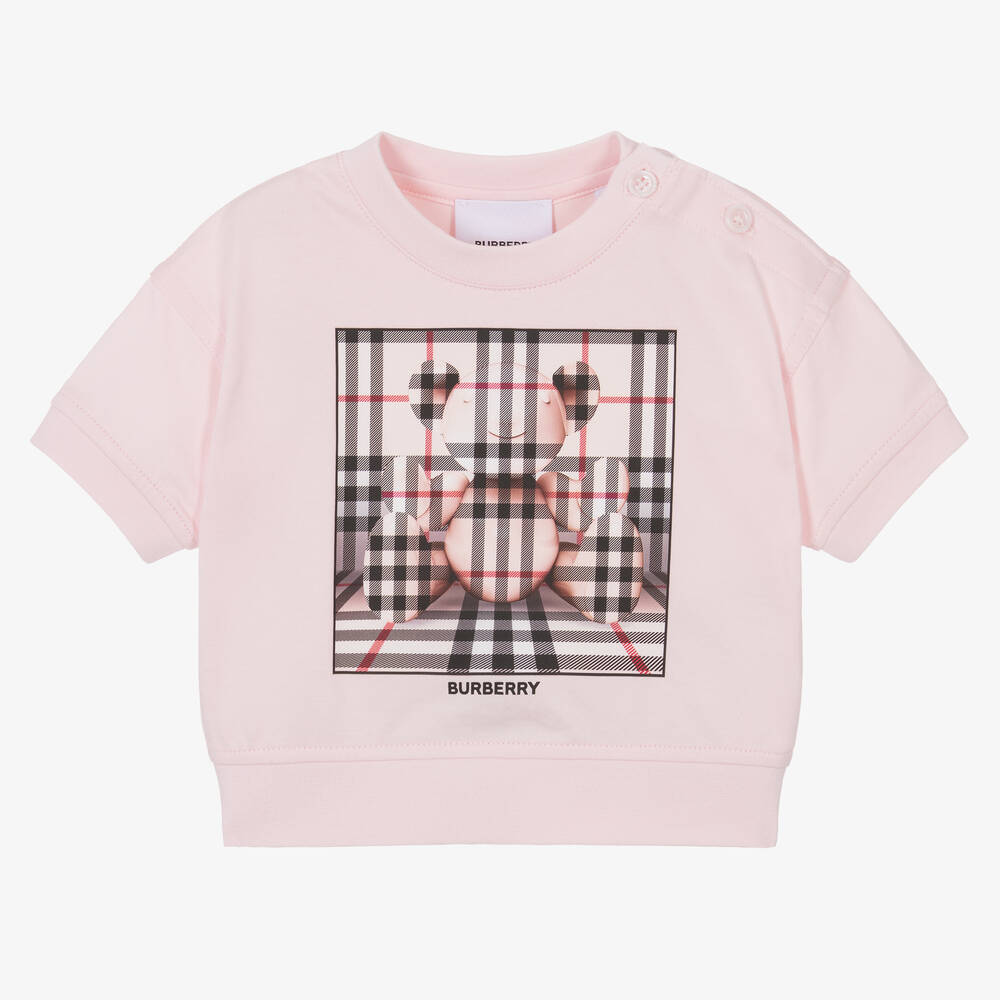 Burberry - Baby Girls Pink Cotton T-Shirt | Childrensalon