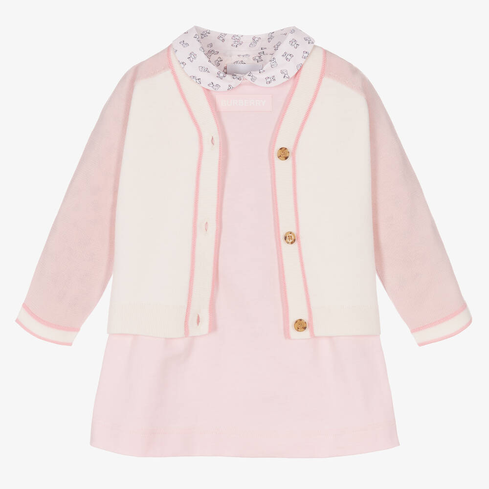 Burberry - Розовый подарочный комплект с платьем | Childrensalon