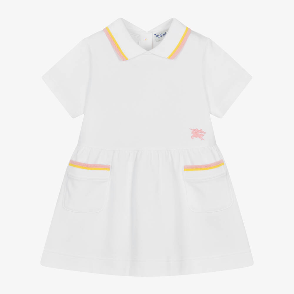 Burberry - Baby Girls White Cotton Polo Dress | Childrensalon