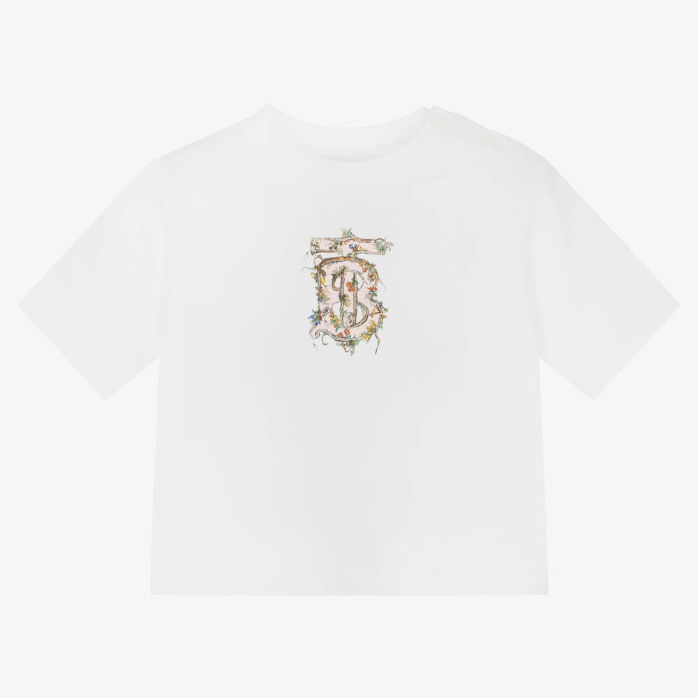 Burberry - Белая футболка для малышек | Childrensalon