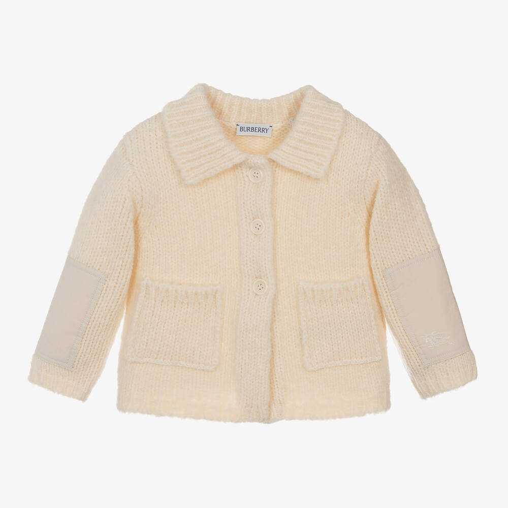 Burberry - Baby Ivory Knitted Wool Cardigan | Childrensalon