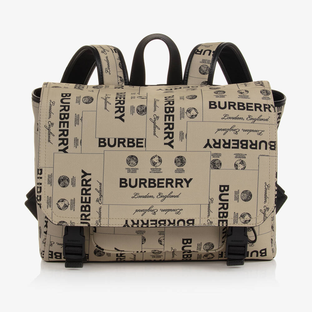 Burberry - Beiger Rucksack mit Label (28 cm) | Childrensalon