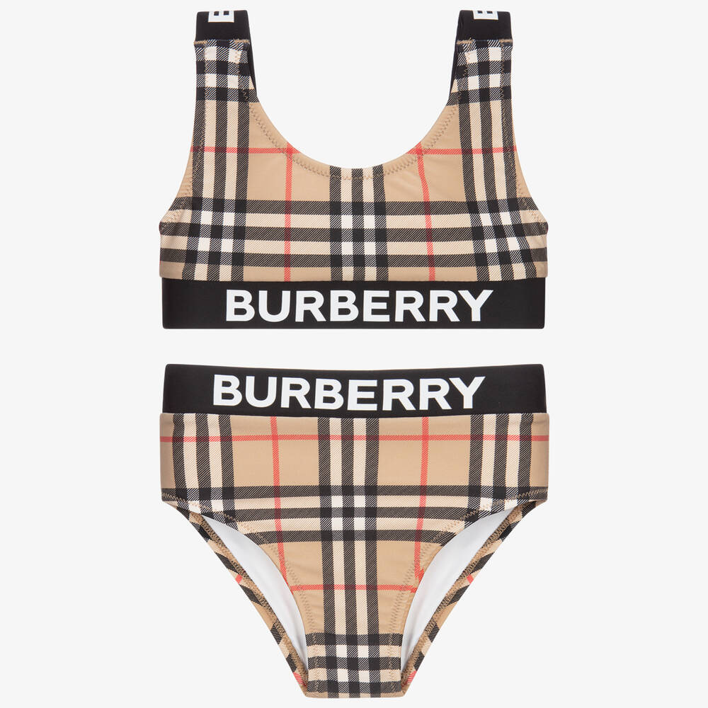 Burberry - Beige Check Bikini | Childrensalon