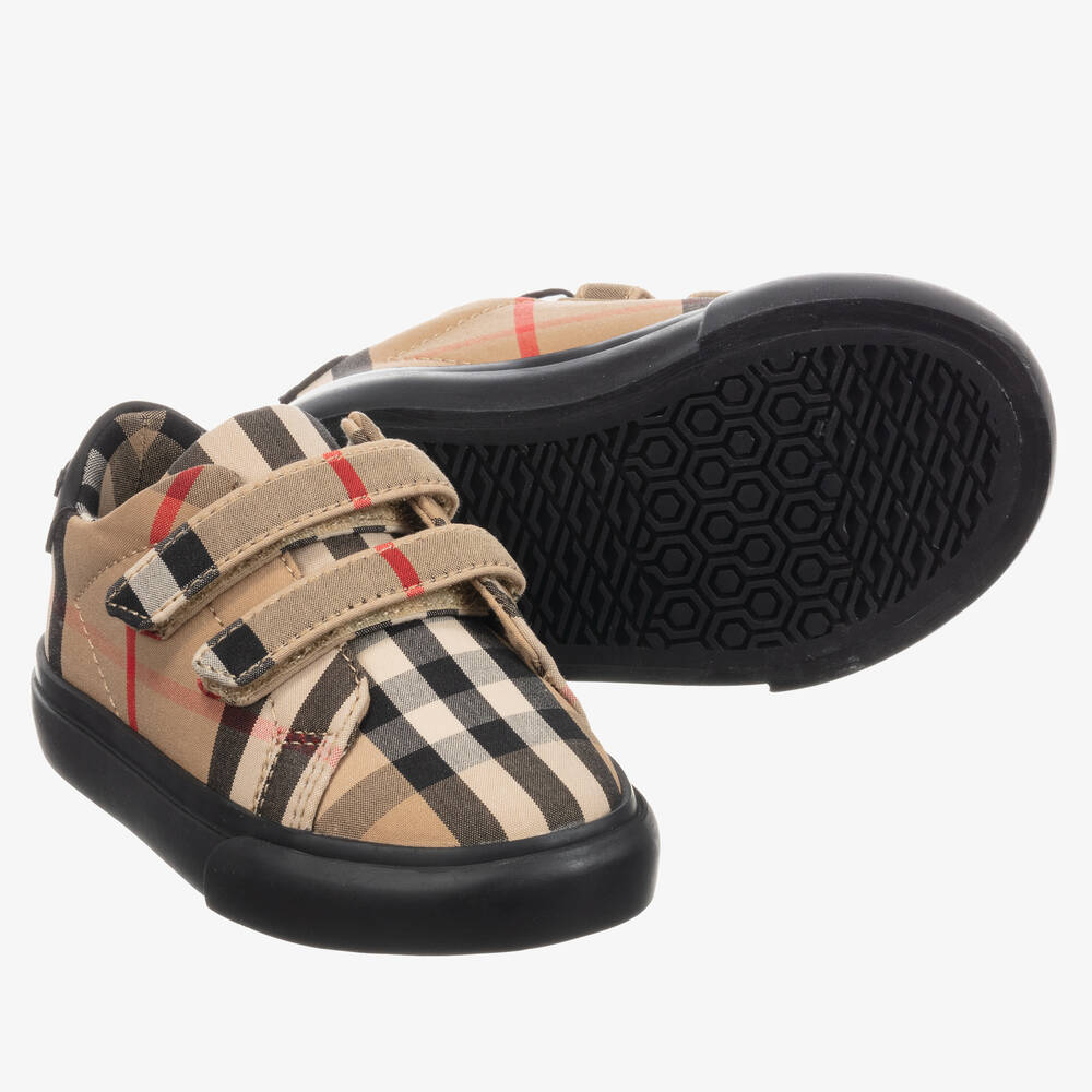 Burberry - حذاء كاروهات قطن لون بيج للأطفال | Childrensalon