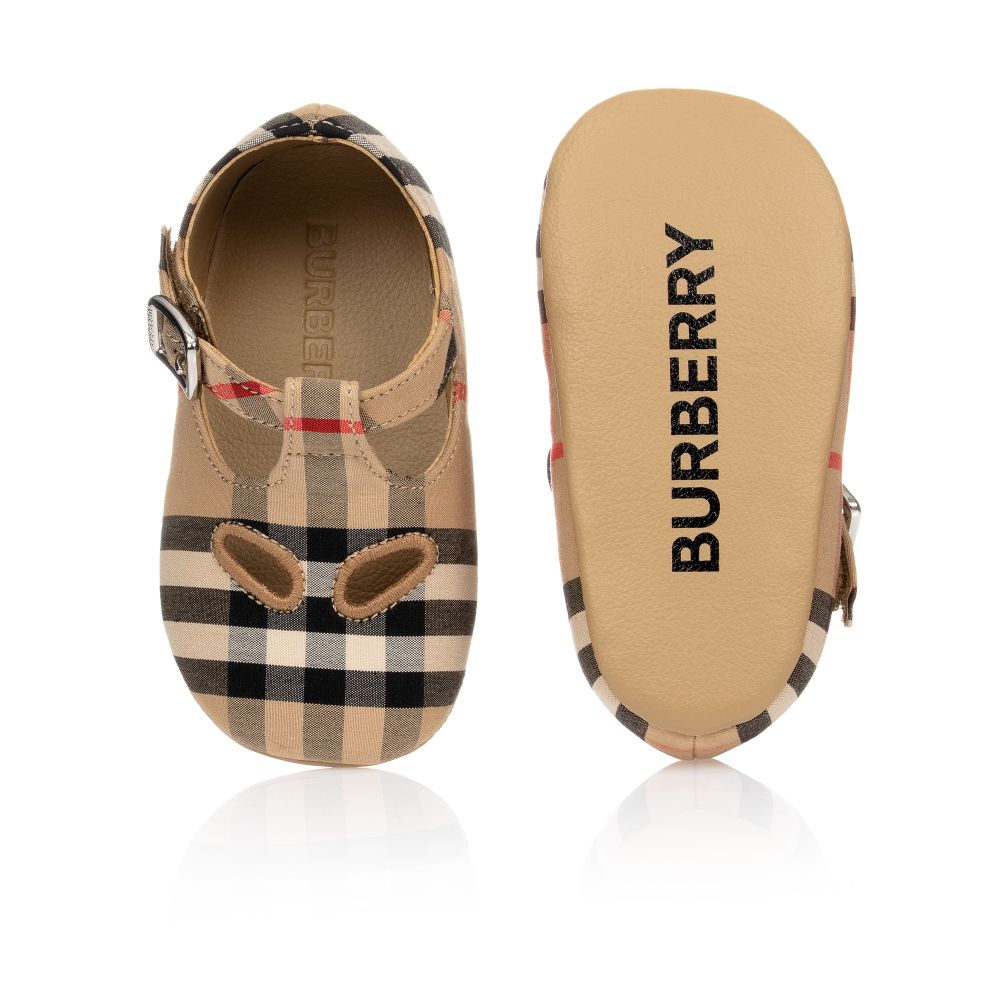 Burberry - Beige Check Pre-Walker Shoes 