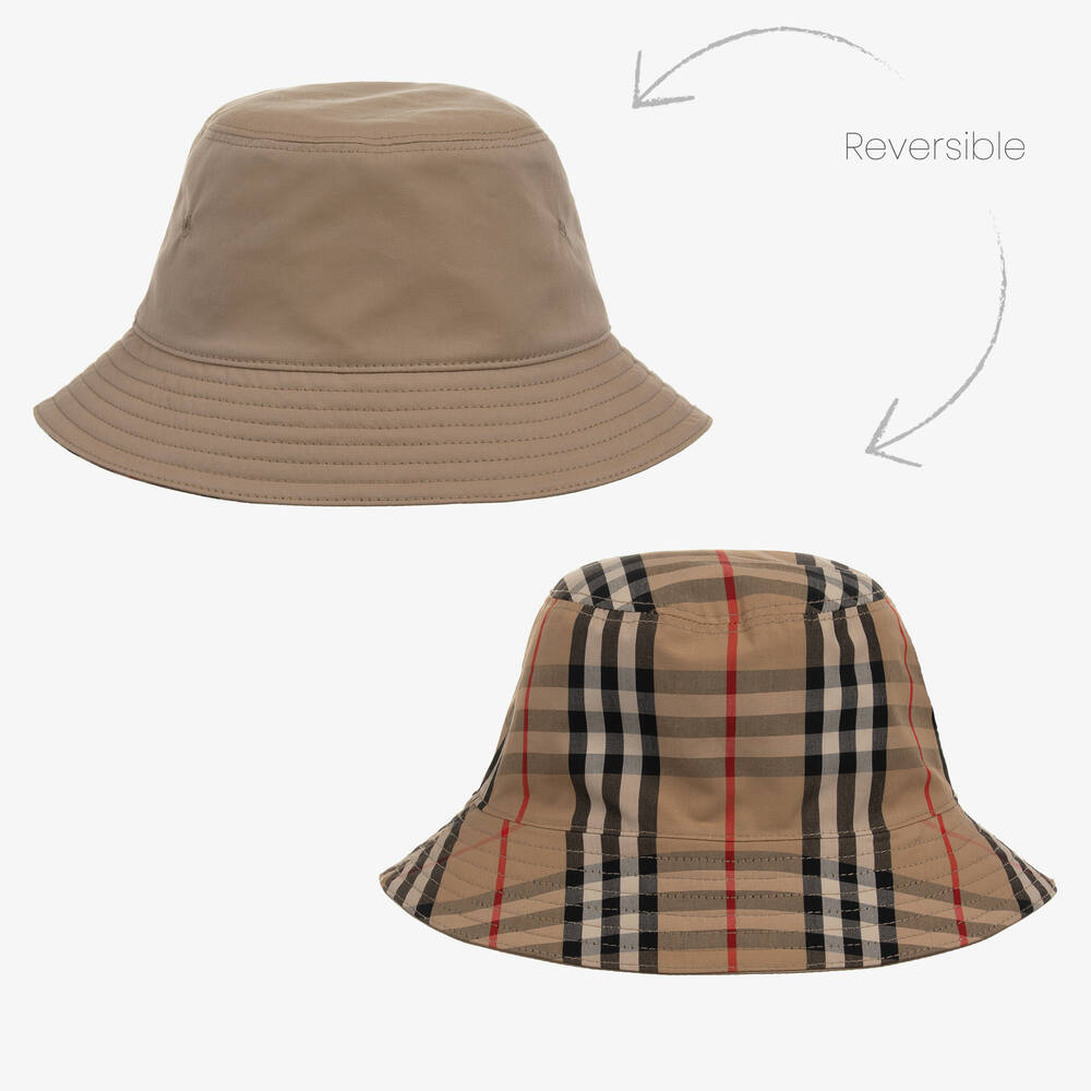 Burberry Beige Check Reversible Bucket Hat
