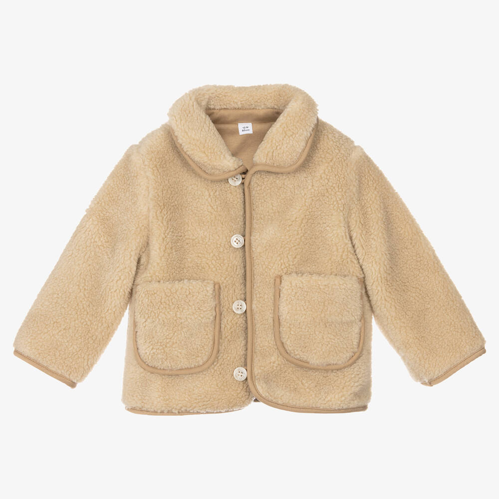 Burberry - Beige Faux Fur Baby Jacket | Childrensalon
