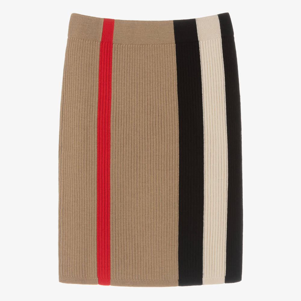 Burberry - Beige Icon Stripe Wool Skirt | Childrensalon