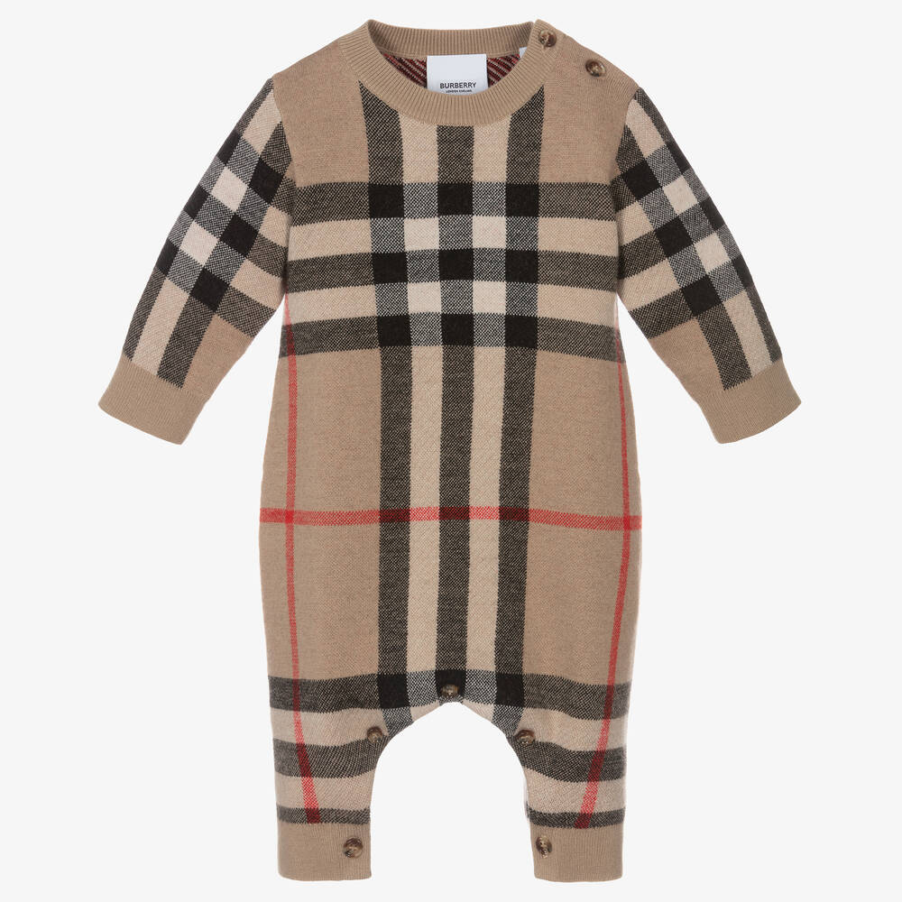 Burberry - Beige Knit Baby Rompersuit | Childrensalon