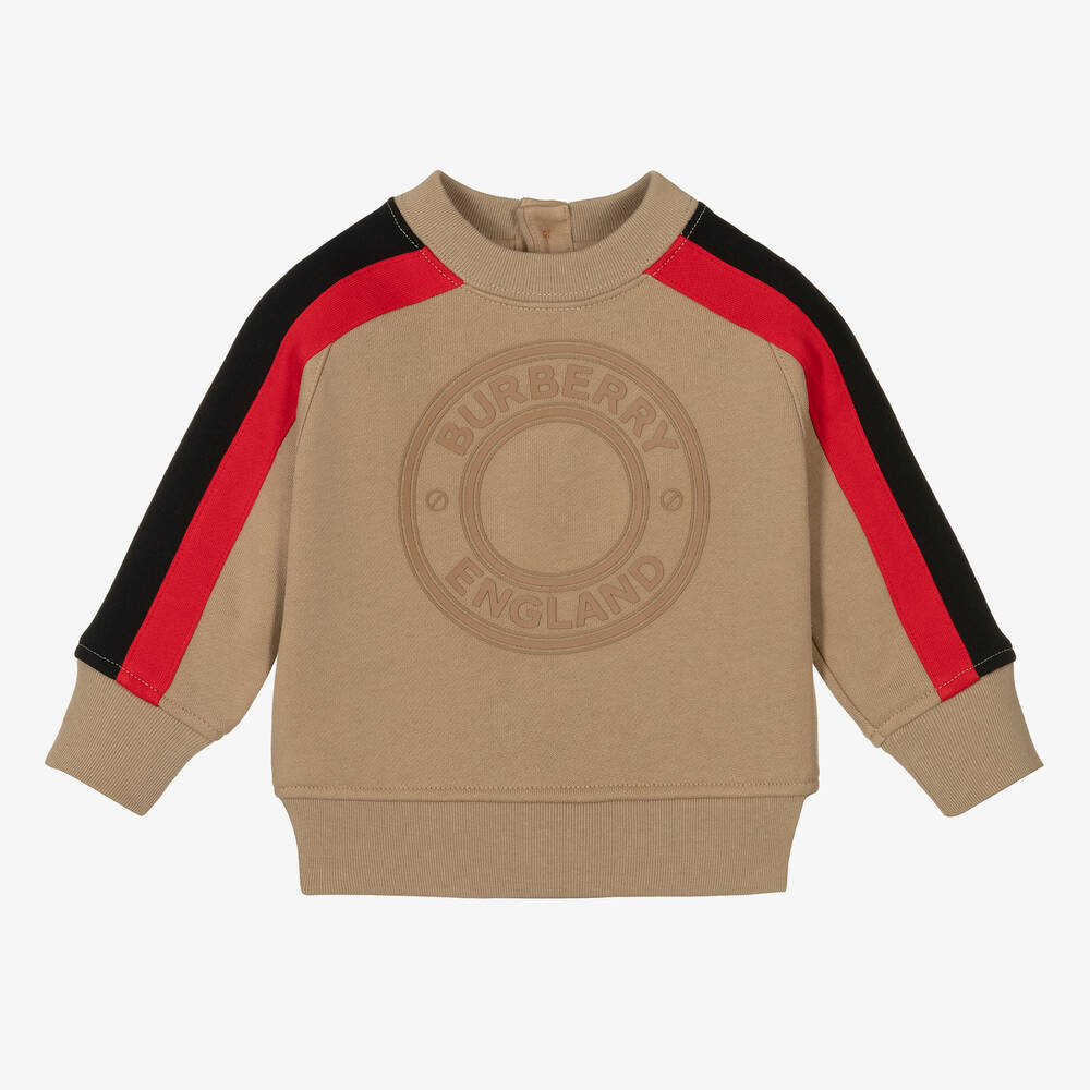 Burberry - Beige Logo Baby Sweatshirt | Childrensalon
