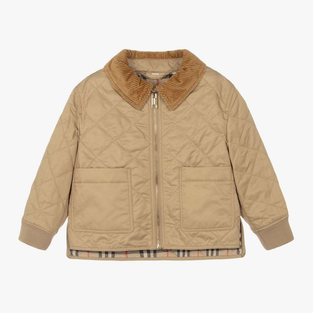 Shop Burberry Beige Quilted Jacket