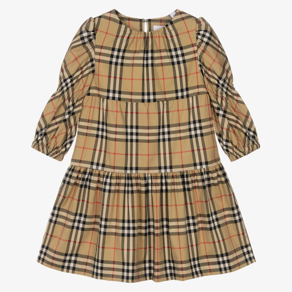 Burberry - Beige Vintage Check Dress | Childrensalon