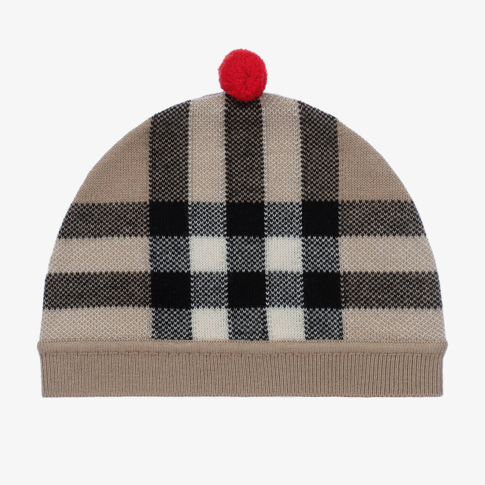 Burberry - Beige Wool & Cashmere Baby Hat | Childrensalon