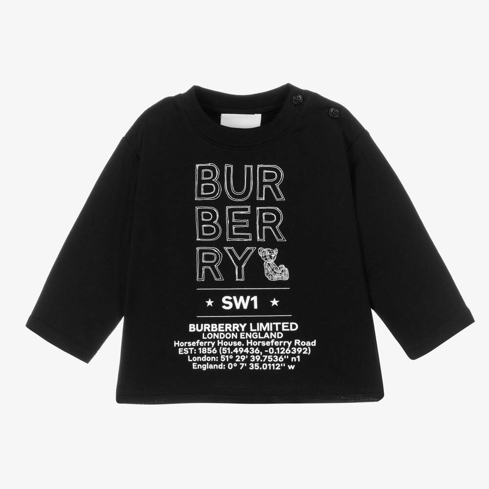 Burberry - توب قطن لون أسود للأطفال | Childrensalon