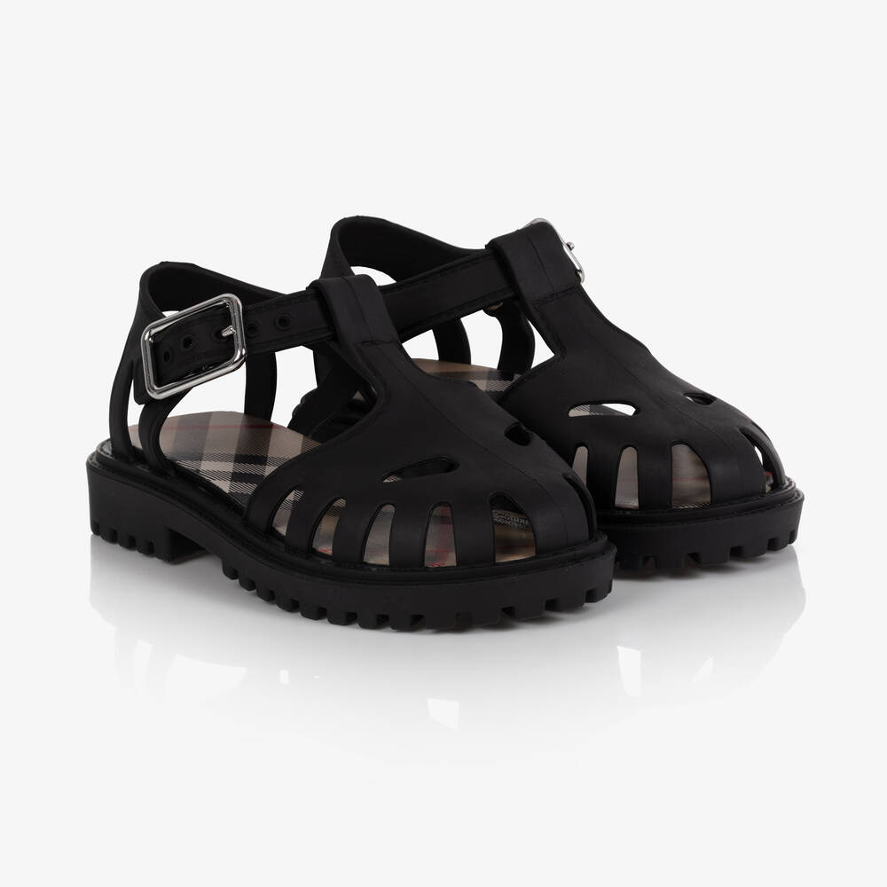 Burberry - Black Rubber Sandals | Childrensalon