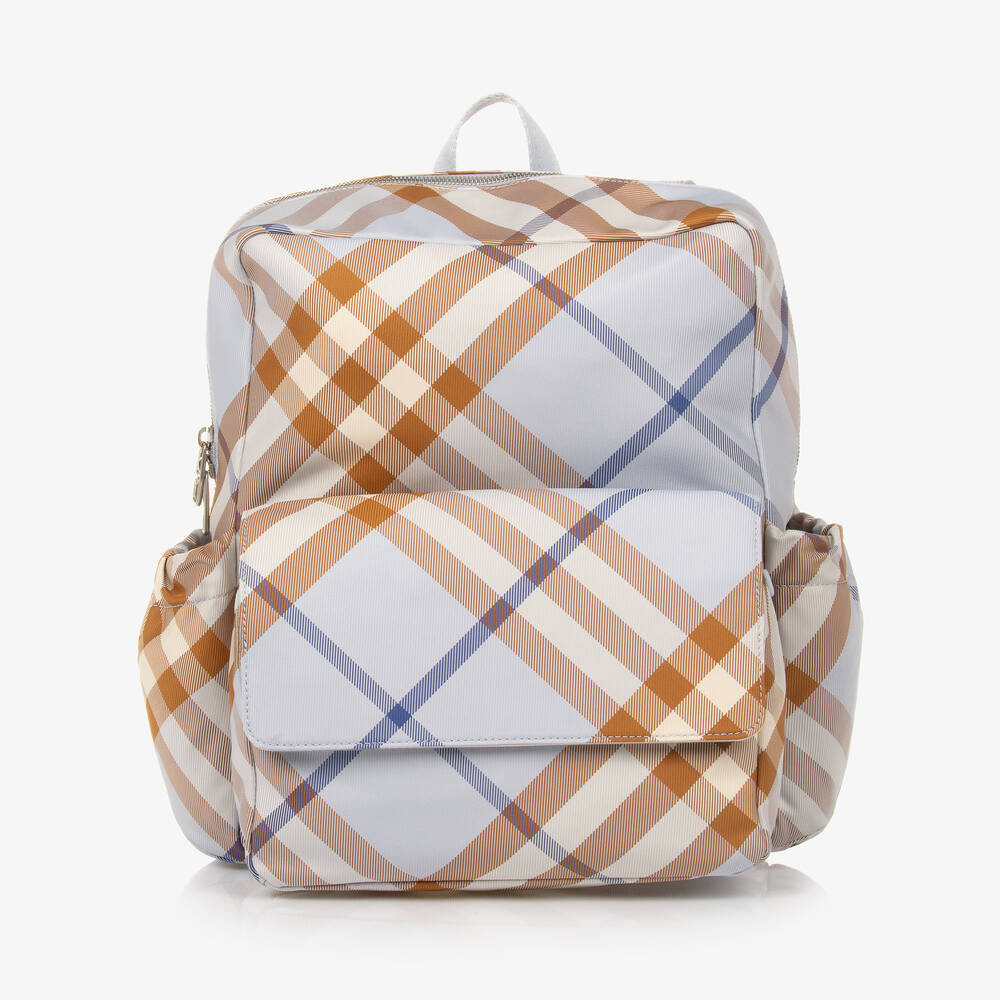 Burberry - Sac à dos bleu à carreaux 33cm | Childrensalon