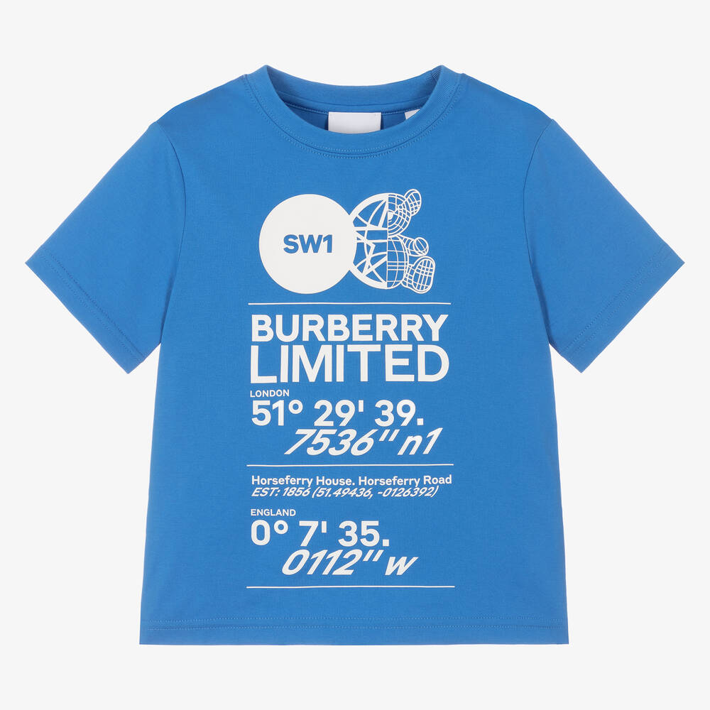 Burberry - T-shirt bleu en coton | Childrensalon
