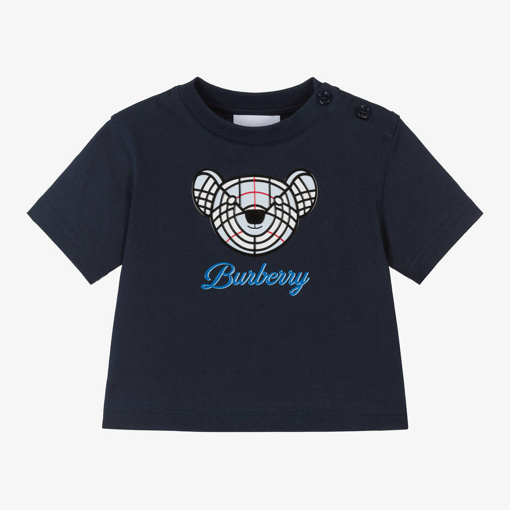 Burberry - Синяя хлопковая футболка с медвежонком | Childrensalon