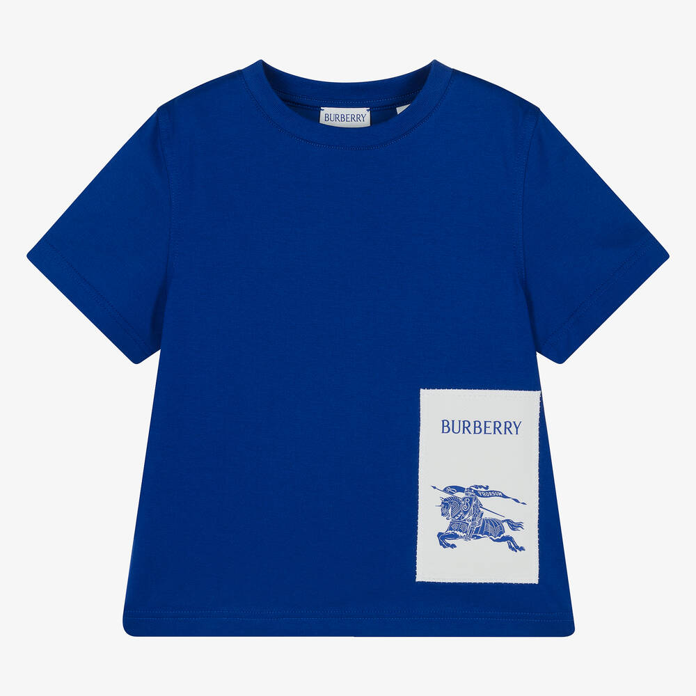 Burberry - Blue EKD Cotton T-Shirt | Childrensalon