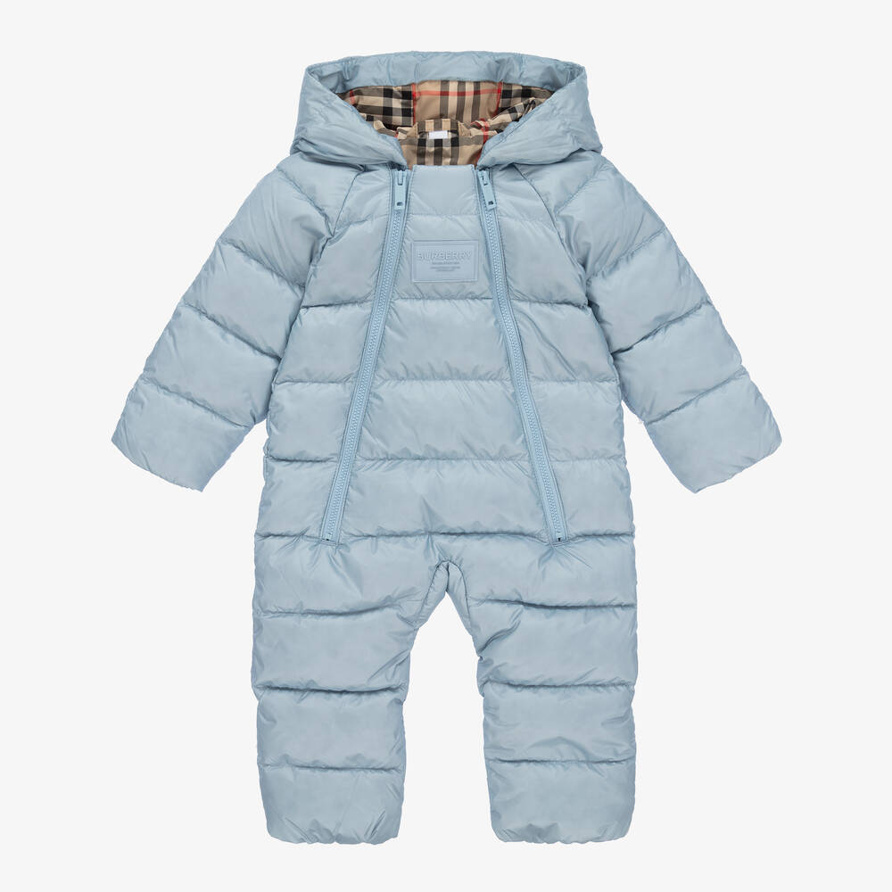 Burberry - Blue & Vintage Check Baby Snowsuit | Childrensalon