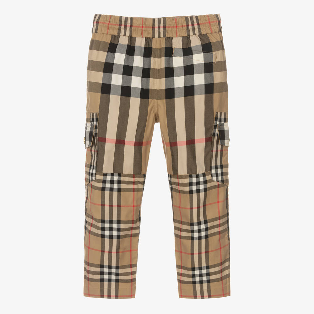 Side Stripe Vintage Check Stretch Cotton Trousers in Archive Beige   Burberry Official