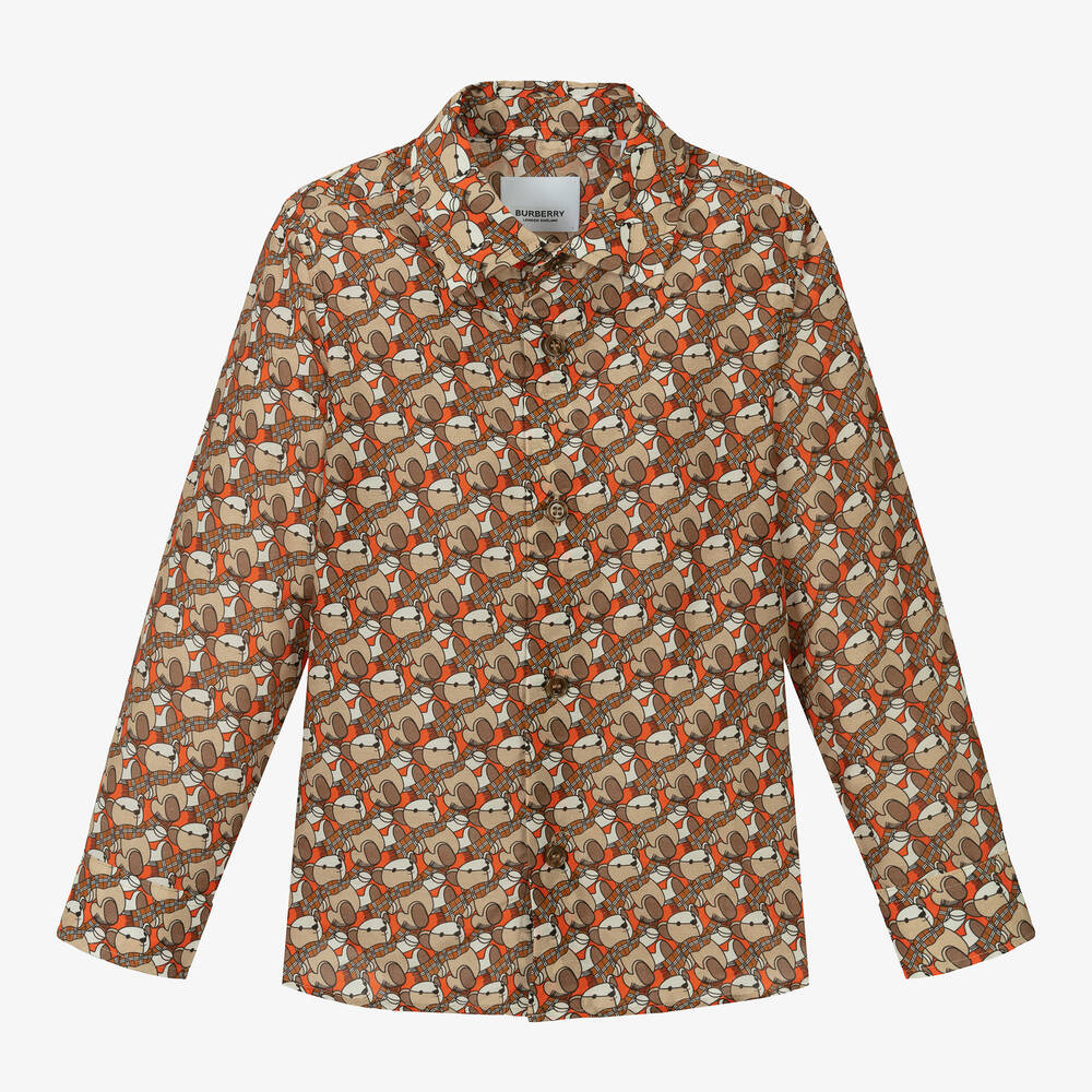 Burberry - Бежевая рубашка из хлопка и шелка | Childrensalon