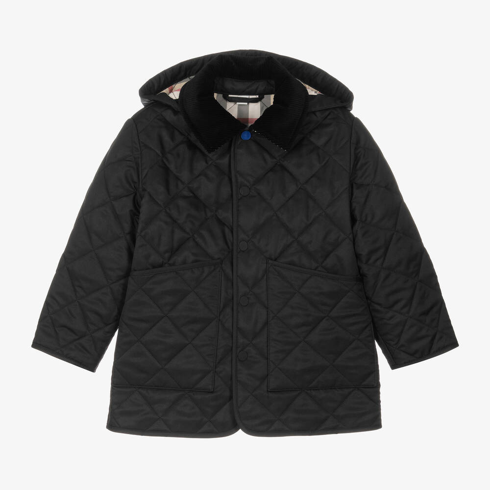 Burberry -  Boys Black Quilted Coat | Childrensalon