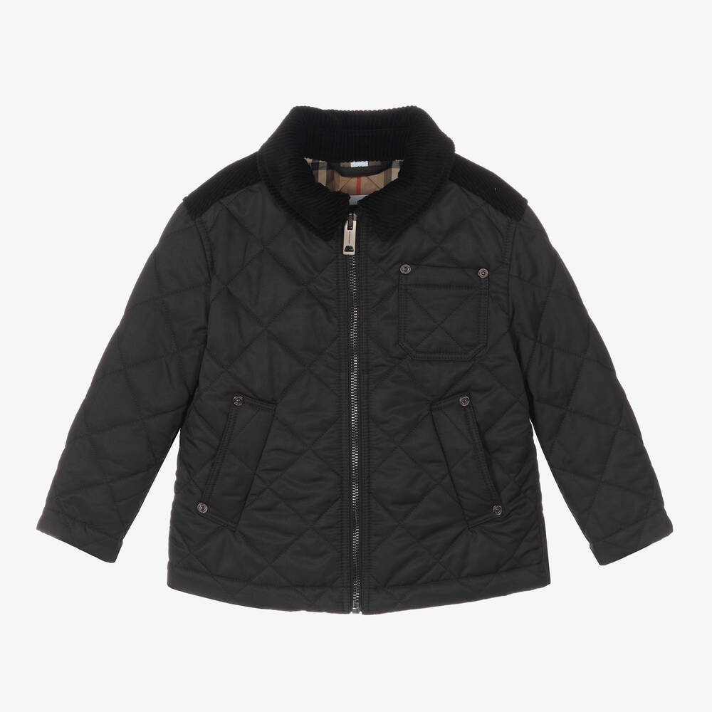 Burberry - Черная стеганая куртка для мальчиков | Childrensalon