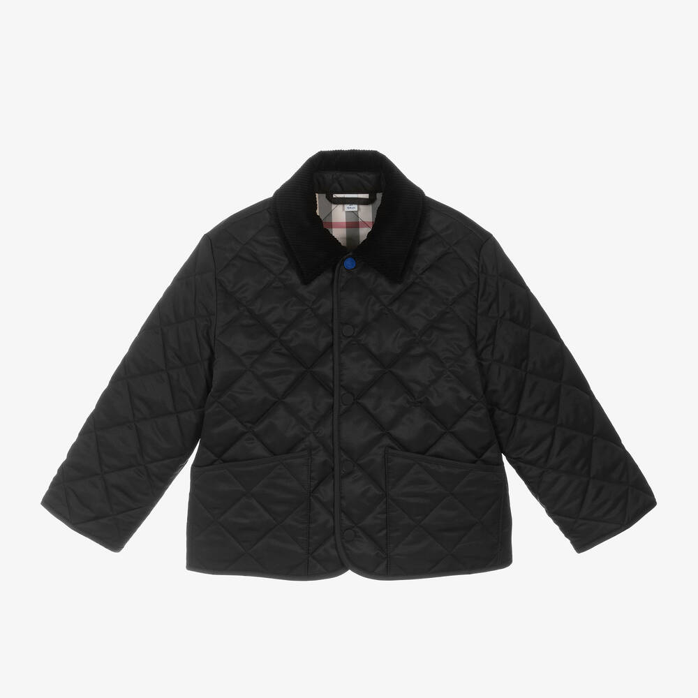 Shop Burberry Boys Black Quilted Jacket