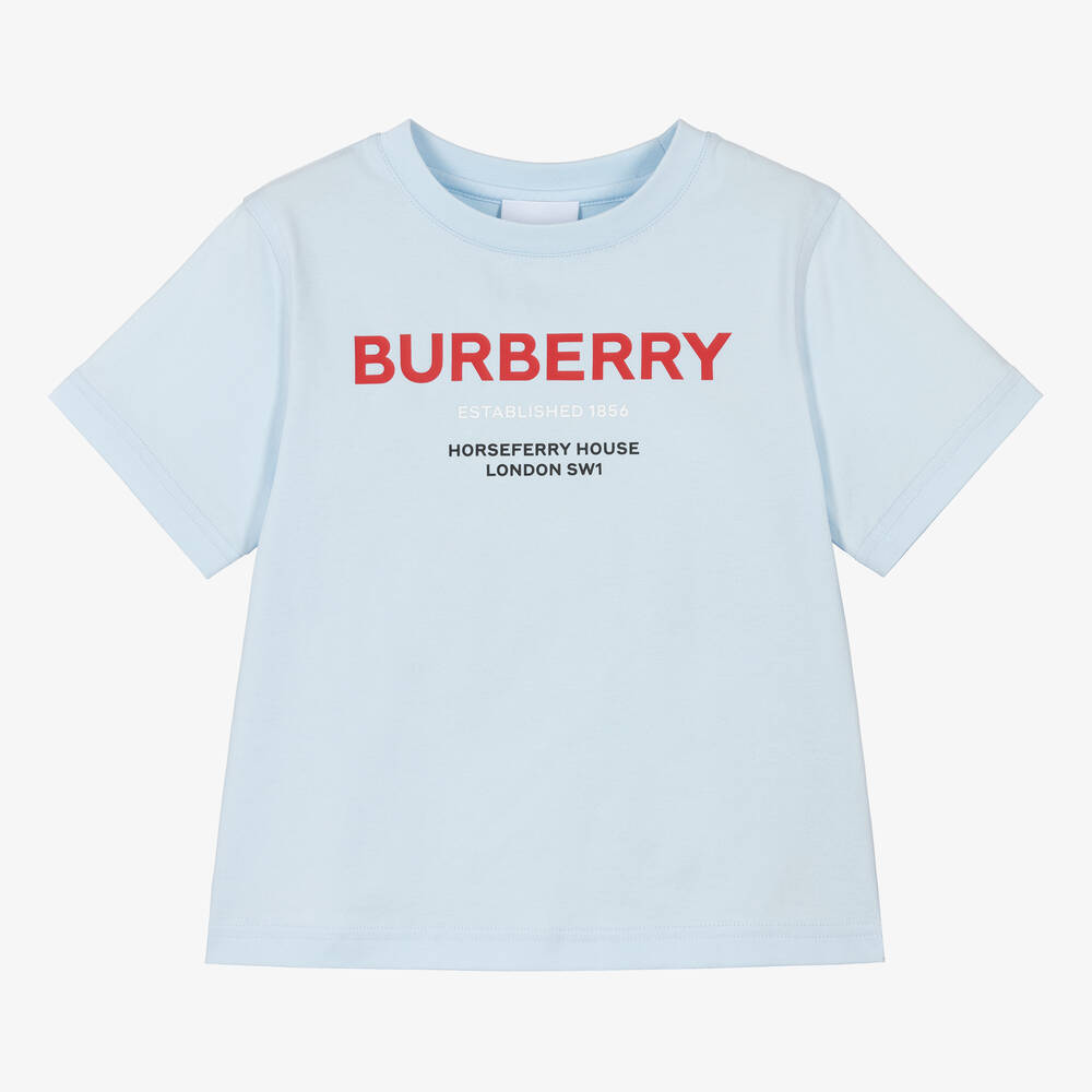 Burberry - تيشيرت قطن لون أزرق للأولاد | Childrensalon