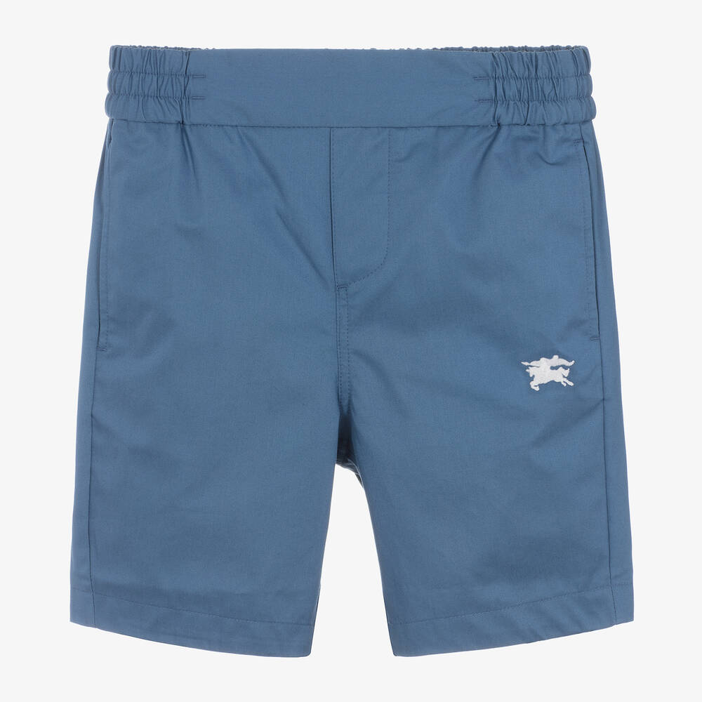 Burberry - Boys Blue EKD Cotton Shorts | Childrensalon