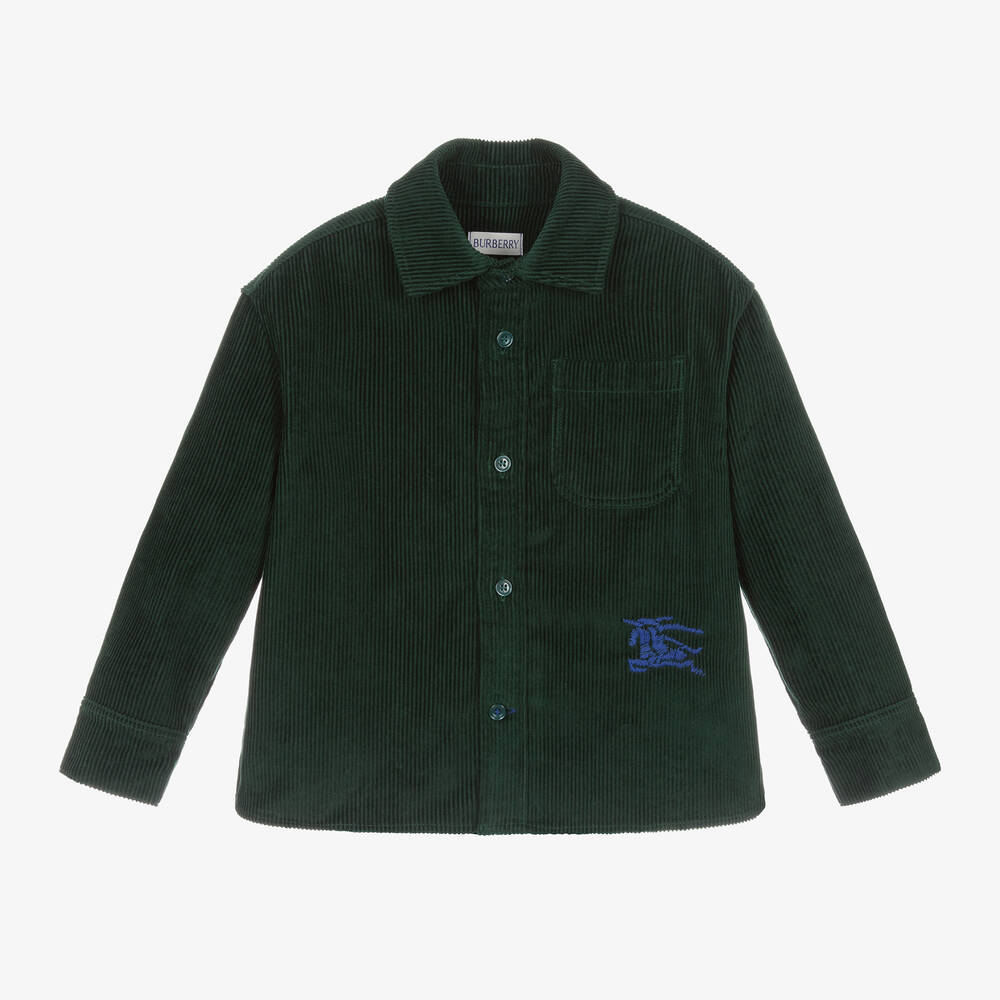 Burberry - Boys Green Corduroy Shirt | Childrensalon