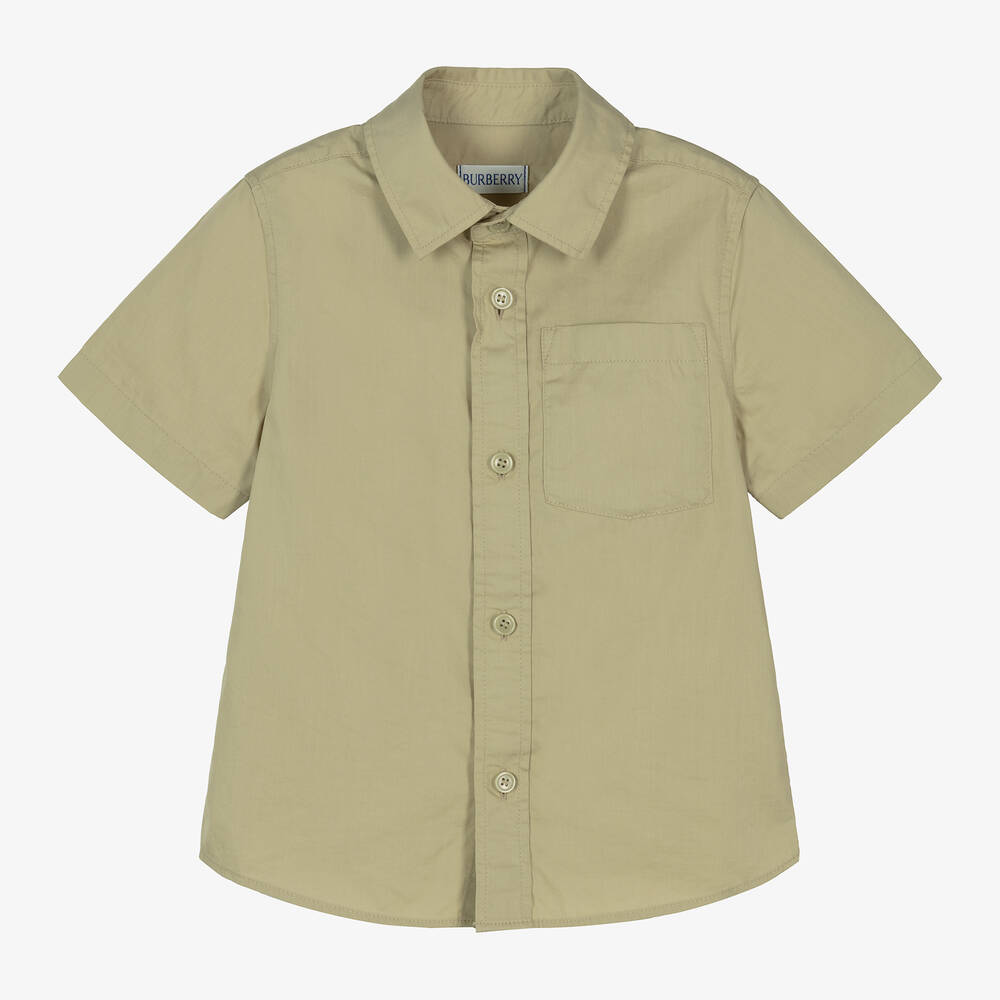 Burberry -  قميص EKD قطن وليوسيل لون أخضر للأولاد | Childrensalon