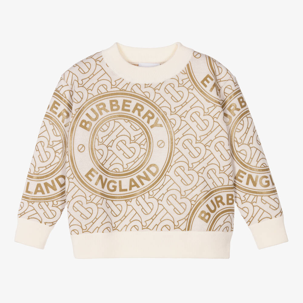 Burberry - Boys Ivory & Beige Sweatshirt | Childrensalon